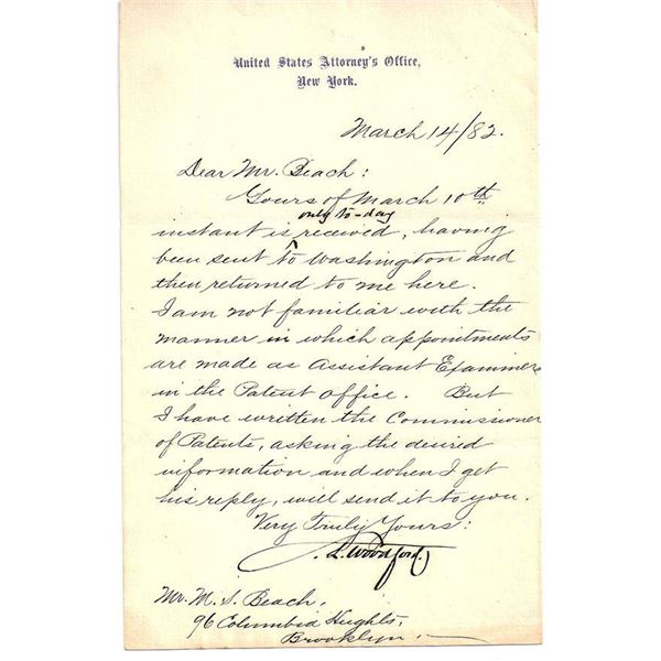 Union Army General Stewart L. Woodford Signed Civil War Letter