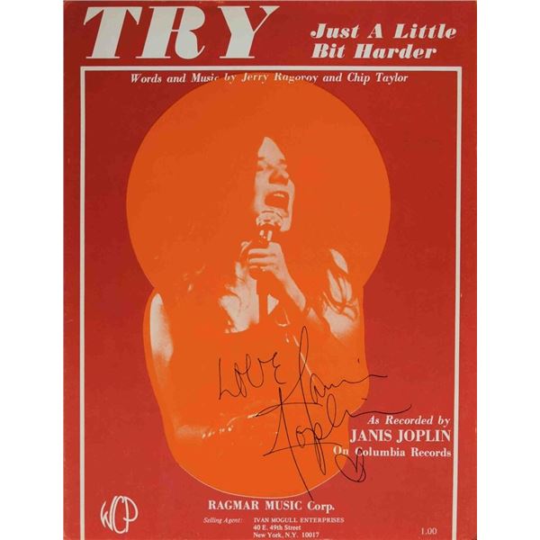 Janis Joplin Signed Sheet Music