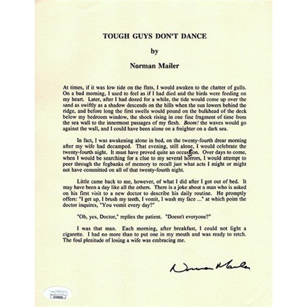 Tough Guys Dont Dance Norman Mailer Signed Souvenir Typescript JSA Authenticated