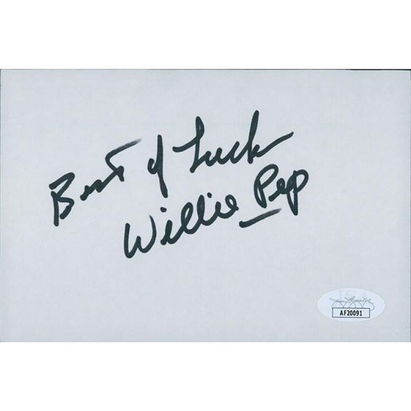Boxer Willie Pep Signed 4x6 Index Card