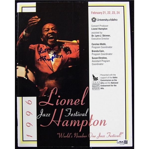 Big Band Musician Lionel Hampton Signed Jazz Festival Program JSA Authenticated