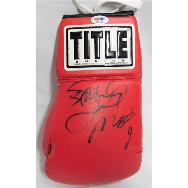 Floyd Mayweather Jr. Sugar Shane Mosley Signed Title Boxing Glove