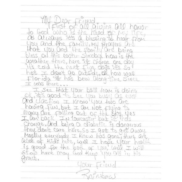 Murderer Bobby Joe Maxwell Signed Letter