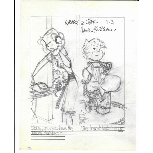 Dennis the Menace creator Hank Ketcham Signed Artwork