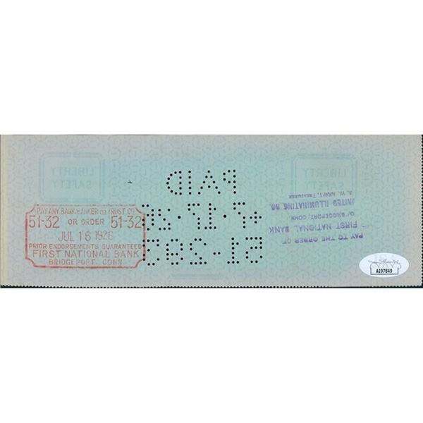 Submarine Inventor Simon Lake Signed Cancelled Check JSA Authenticated