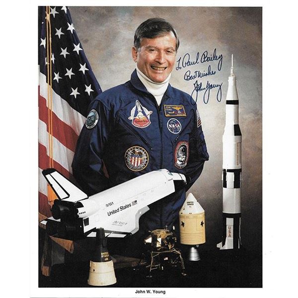 Astronaut John w Young signed NASA photograph