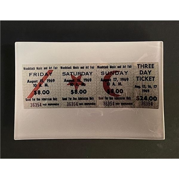 Woodstock Ticket Glass Collectible Jewelry Tray