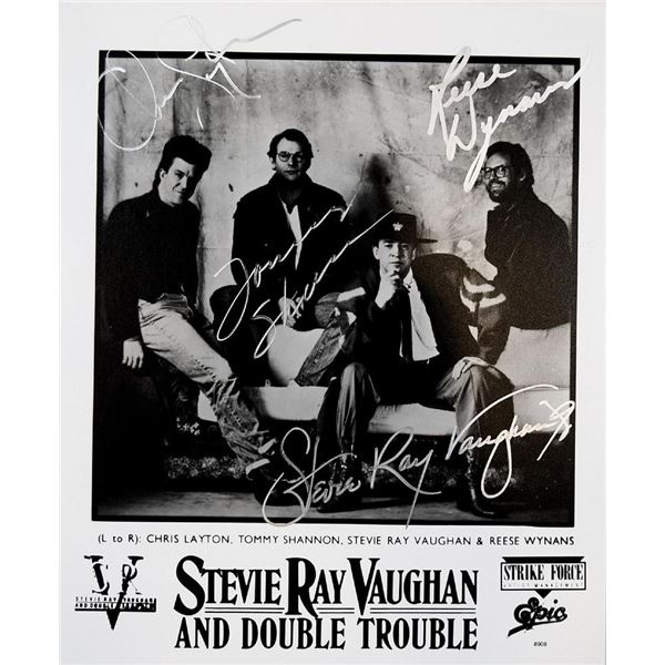 Stevie Ray Vaughan and Double Trouble facsimile signed promo photo