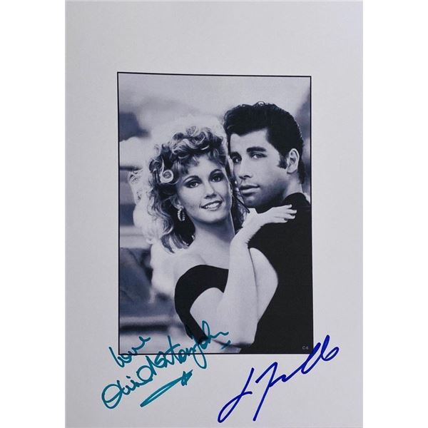 Grease Olivia Newton-John and John Travolta facsimile signed  movie photo