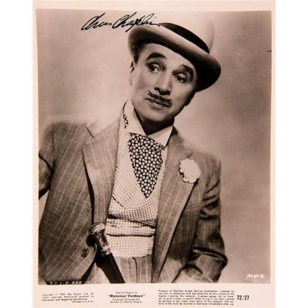 Charlie Chaplin signed movie still photo