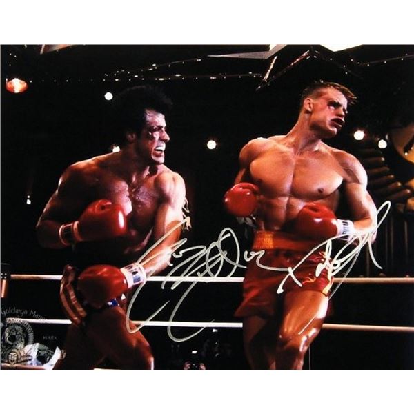 Sylvester Stallone & Dolph Lungren signed movie photo