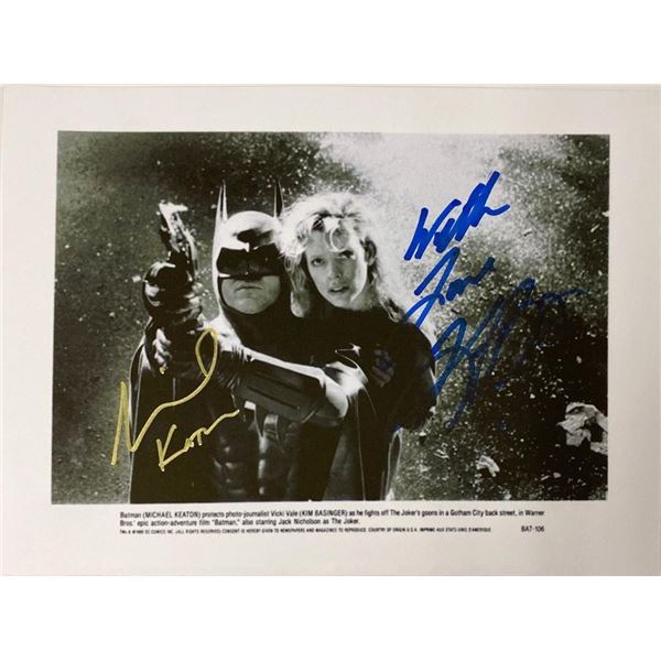 Batman Michael Keaton and Kim Basinger facsimile signed movie photo
