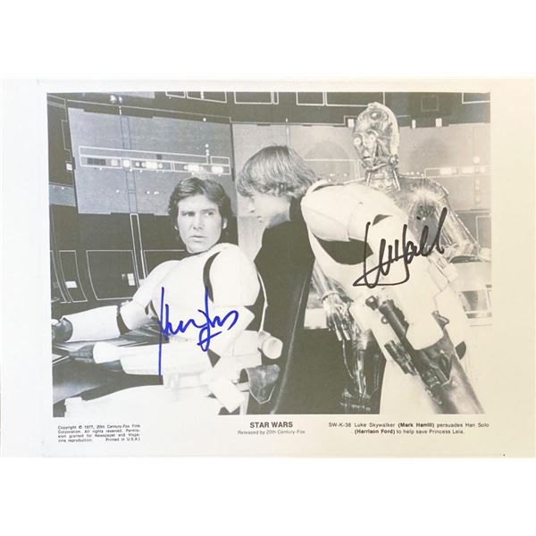 Star Wars Harrison Ford and Mark Hamill facsimile signed movie photo
