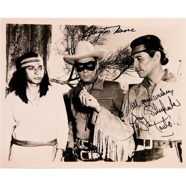 Clayton Moore and Jay Silverheels signed movie still photo