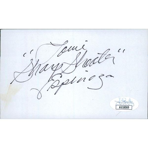 Louie Espinoza Signed 3x5 Index Card