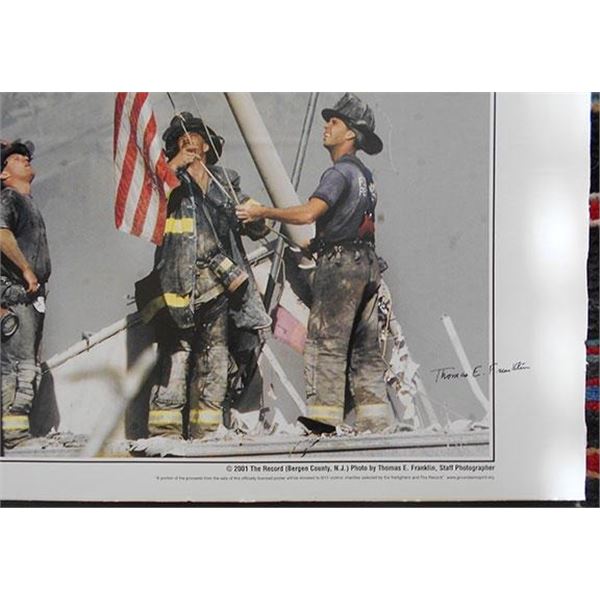 Raising of The Flag At Ground Zero Photographer Thomas E. Franklin Signed Photo