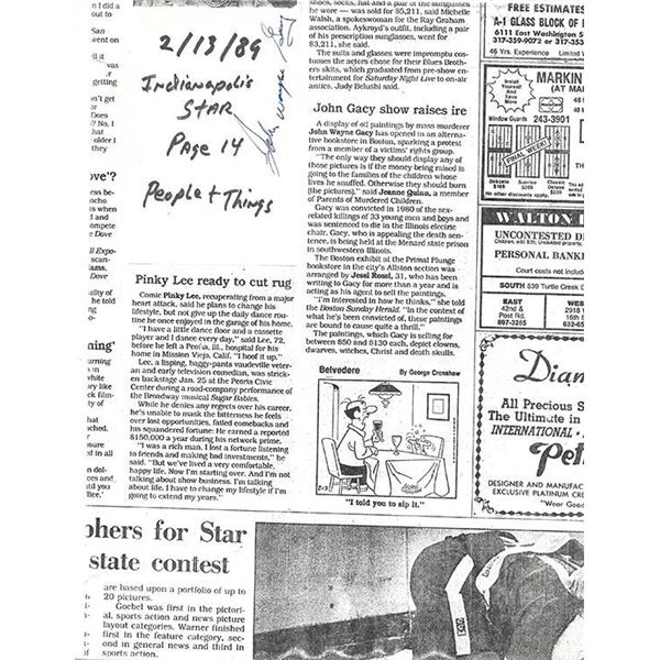 Killer Clown John Wayne Gacy Signed Bookstore Show Article