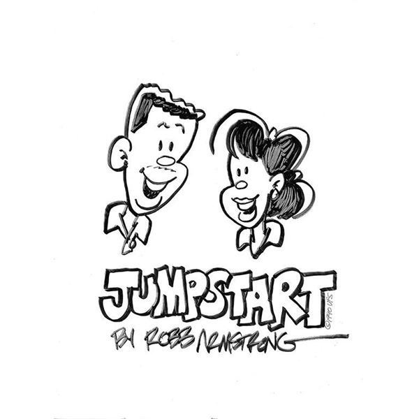 African American cartoonist Robb Armstrong original Jumpstart signed drawing
