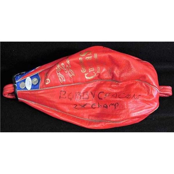 Bobby Chacon, Stan Ward, Danny Valdez Signed Punching Bag