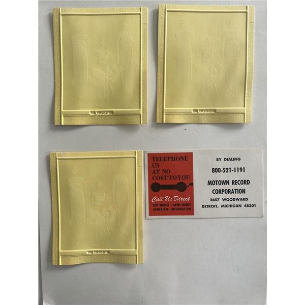Motown and The Velvettes unsigned promo embossment cards and contact card