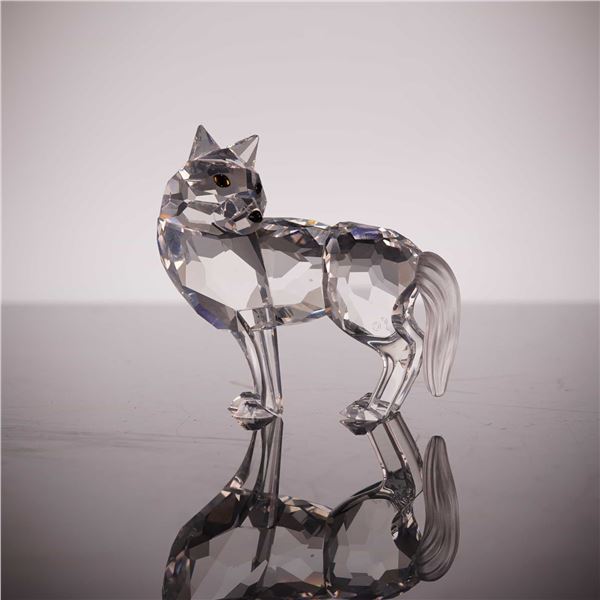 Swarovski Silver Crystal Wolf Figurine, Model 207549