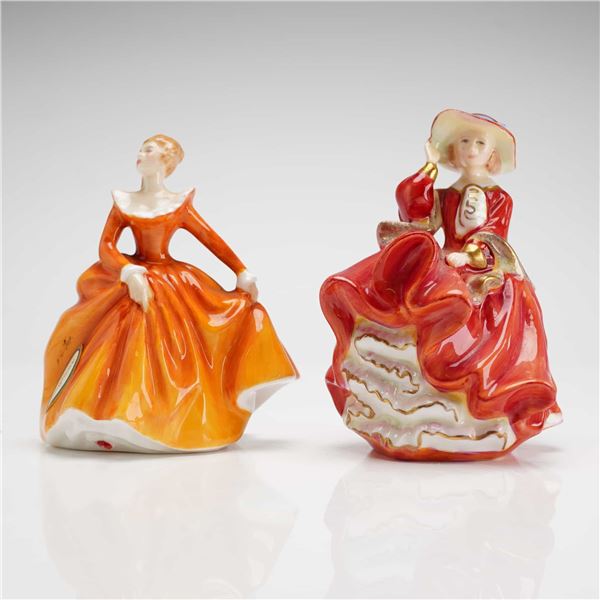 2pc Royal Doulton Mini Figurines, Top o' the Hill HN3734 & Fragrance HN3220