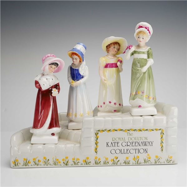 5pc Royal Doulton Bone China Figurines with Stand, Kate Greenaway Collection