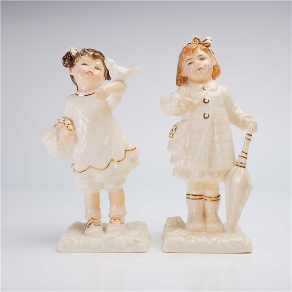 Pair of Royal Doulton Figurines, After the Rain HN4226 & Summer Duet HN4225
