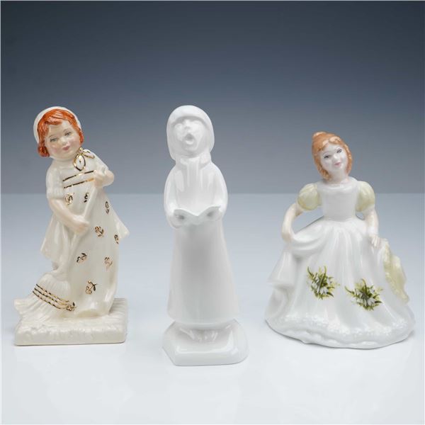 3pc Royal Doulton Figurines, January, Helping Mother and Carol Singer-Boy