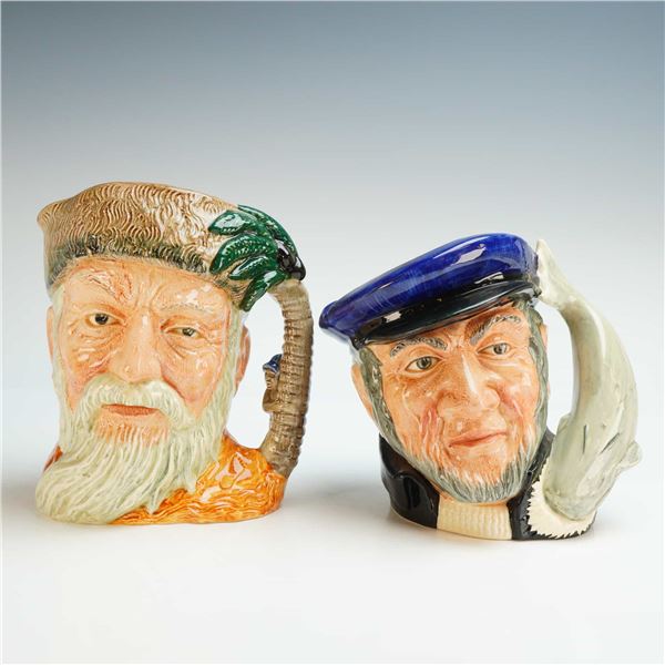 Two Royal Doulton Character Jugs, Robinson Crusoe D6532 and Capt Ahab D6500