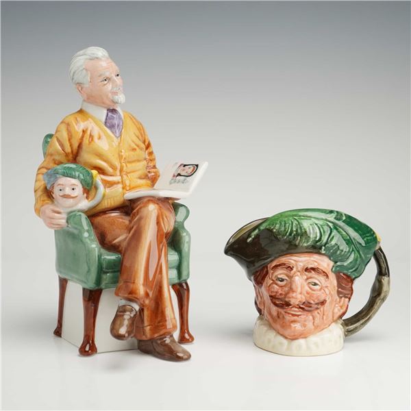 2pc Royal Doulton Figurine and Character Jug, Pride and Joy, and The Cavalier