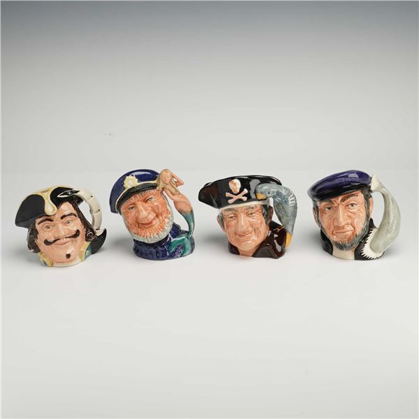 4pc Royal Doulton Character Jugs, Capt Henry Morgan, Old Salt, Long John Silver, Capt Ahab