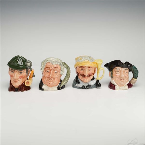 4pc Royal Doulton Character Jugs, The Sleuth, The Lawyer, Veteran Motorist, and Mine Host
