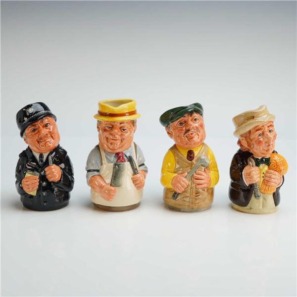 4pc Royal Doulton Doultonville Toby Jugs, D6701, 6720, 6740 & 6743