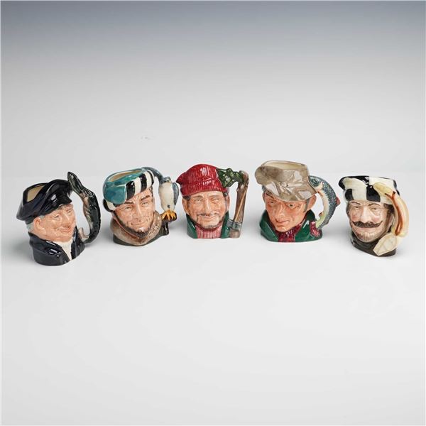 5pc Royal Doulton Character Jugs, Lobster Man, The Falconer, The Lumberjack, The Poacher, and The Tr