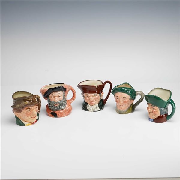 5pc Royal Doulton Small Character Jugs, Paddy, Falstaff, Old Charley, Auld Mac, and Toby Philpots