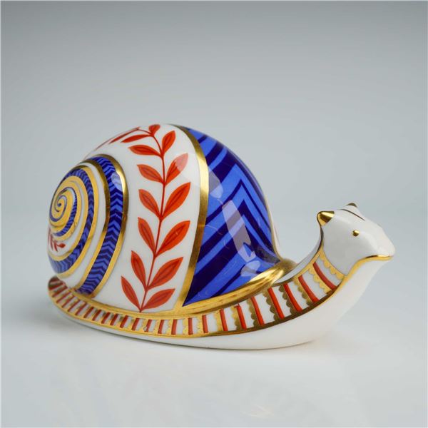 Royal Crown Derby English Bone China Imari Snail Paperweight