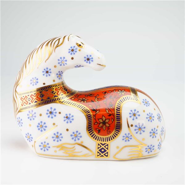 Royal Crown Derby Paperweight, Imari Horse with Box