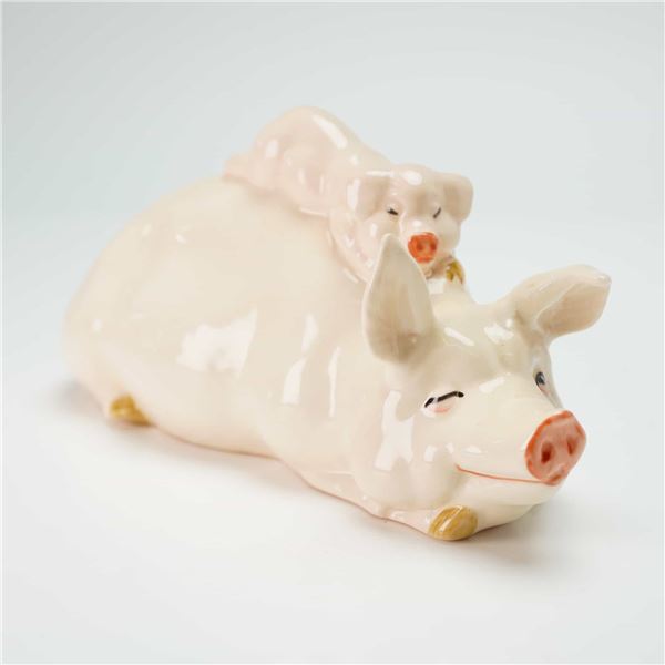 Beswick England Porcelain Figurine, Mother Sow and Piglet Piggyback