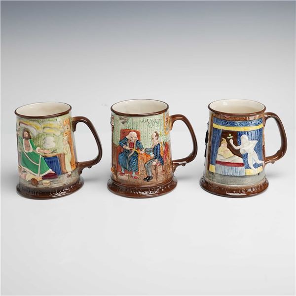 3pc Beswick Royal Doulton Charles Dickens Christmas Carol Mugs