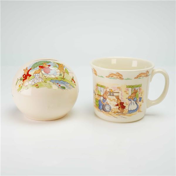 2pc Royal Doulton Bunnykins Bone China Money Ball & Mug