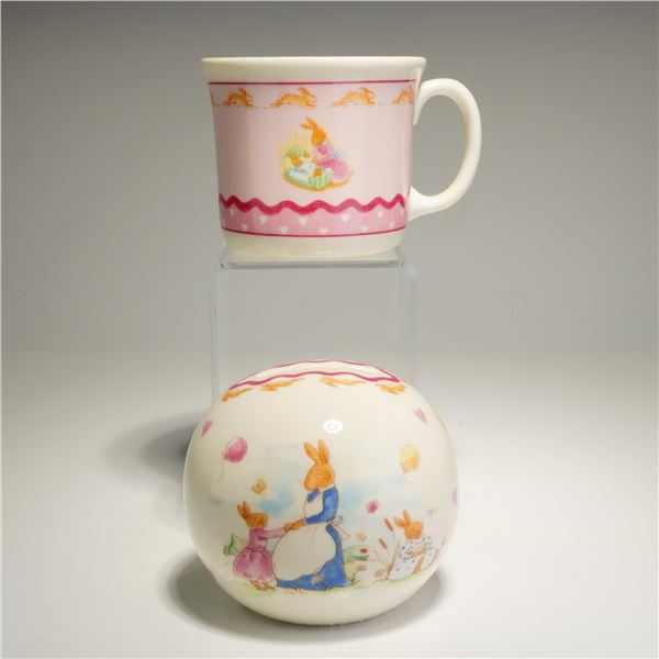 2pc Royal Doulton Bunnykins Sweet Hearts Mug and Money Bank