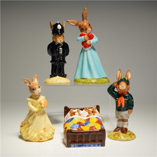 5pc Royal Doulton Bunnykins Love Heart Policeman Sleepytime Bridesmaid