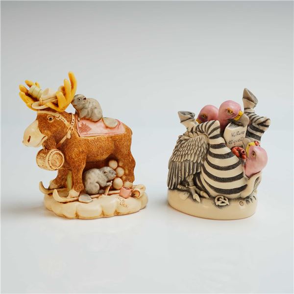 2pc Harmony Kingdom Box Figurines, Bum Wrap & Beer Nuts