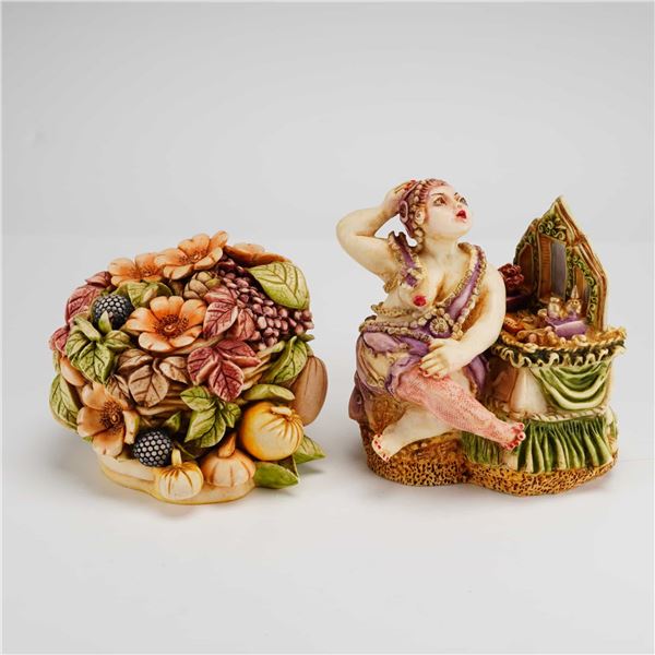 2pc Harmony Kingdom Boxes, Mme. Josephine and Halloween Bouquet