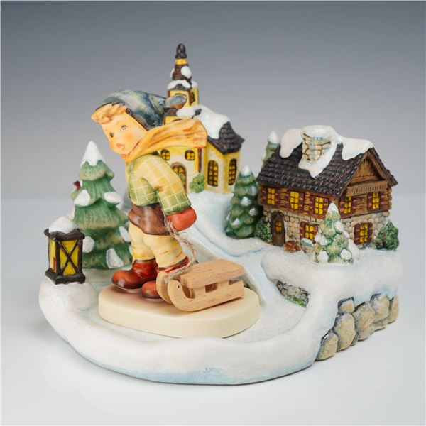 Goebel Hummel Ride into Christmas Figurine and Home for the Holidays Illuminated Musical Base