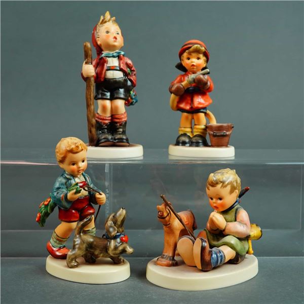Goebel M.I. Hummel, Collection of Four Figurines including Sunday Stroll and Fire Fighter