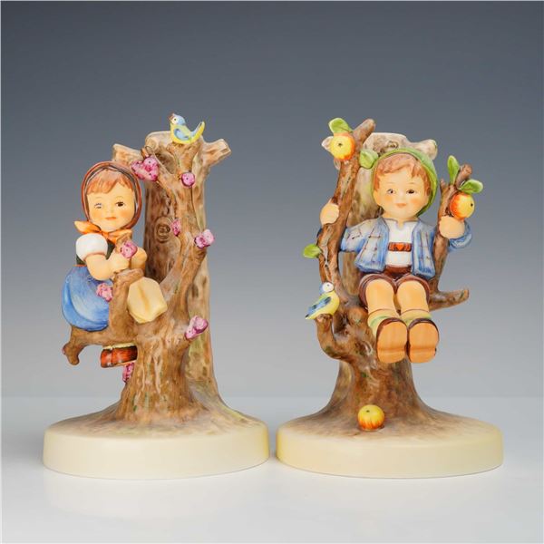 A Pair of Goebel M.I. Hummel Apple Tree Girl and Apple Tree Boy Figurines