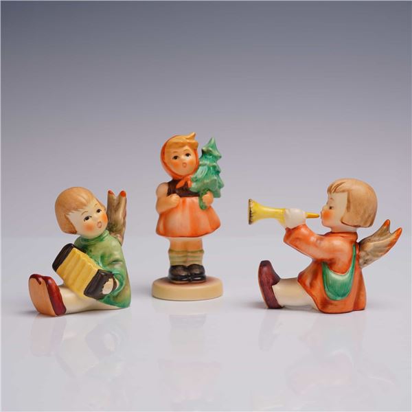 3pc Goebel Porcelain Figurines - Girl with Fir Tree and Two Angels