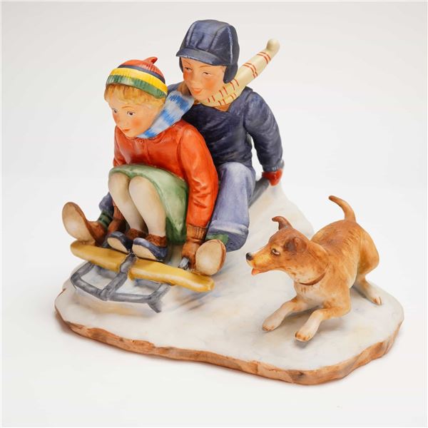 Gorham Norman Rockwell First Edition Winter Downhill Daring Figurine